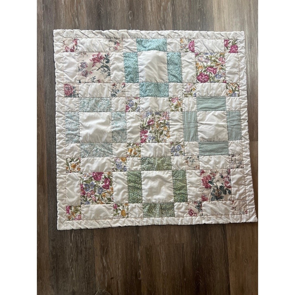 Handmade Patchwork Quilt Crib Blanket Nursery Floral Cottagecore Heirloom Soft